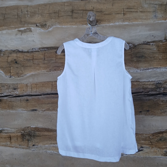 Kim Rogers White Sleeveless Linen Blend Tunic Medium - Picture 5 of 8